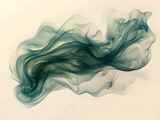 Fototapeta premium An abstract swirl of ethereal green and blue hues blending gracefully on a soft cream background, creating a serene and dreamlike atmosphere.