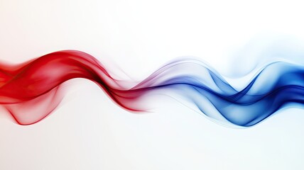 Abstract Red and Blue Flowing Waves on White, Elegant abstract design featuring flowing red and blue waves on a white background, symbolizing movement, energy, and harmony.

