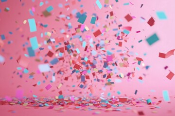 Obraz premium Minimalist Confetti Explosion on Soft Pink Background