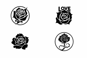 Set of rose silhouette vector illustration design white background