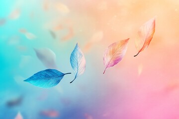 Minimalist Floating Leaves on Soft Background