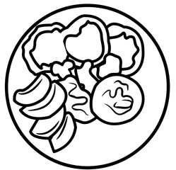 Morning breakfast Doodle element coloring page cartoon Illustration