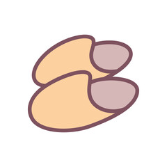 Cute slippers icon. Hand drawn illustration of a cozy indoor shoes isolated on a white background. Vector 10 EPS.
