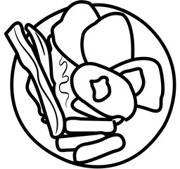 Morning breakfast Doodle element coloring page cartoon Illustration