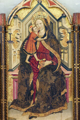 Obraz premium Painting (1472) of Blessed Virgin Mary holding baby Jesus Christ in her arms. ..