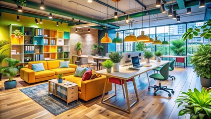 Candid Photography of an Innovative Workspace Featuring Unique Design Elements and Natural Light, Ideal for Creative Professionals and Modern Office Environments