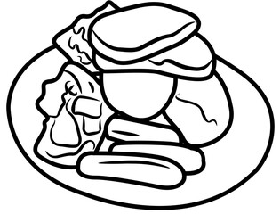Morning breakfast Doodle element coloring page cartoon Illustration