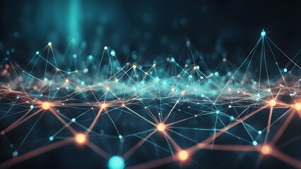 A digital abstract representation of interconnected nodes and lines, symbolizing data networks.