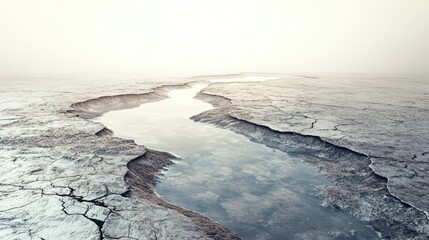 Dried lake and river on summer. Water crisis and climate change. Neural network ai generated art