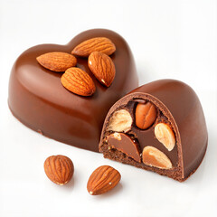 Heart-Shaped Chocolate with Almonds Filling

