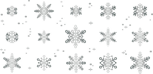 Silver snowflake collection, gradient metallic snow icon set, winter holiday illustration collection