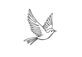 Fototapeta premium A flying bird line drawing continuous line art vector illustration.