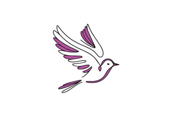 Obraz premium A flying bird line drawing continuous line art vector illustration.