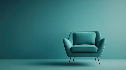 Modern Teal Armchair on Minimalist Background
