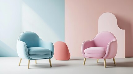 Modern Minimalist Chairs in Soft Pastel Tones