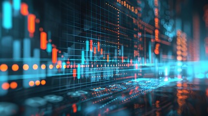 Obraz premium stock Market Concept financial chart with up - down trend line candlestick graph in stock market for Business audit stock financial finance management on analysis data strategy with graph .