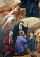 Painting of Saint Jean Baptiste de La Salle. Saint of the Roman Catholic Church. ...