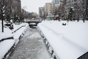 Obraz premium 冬の創成川