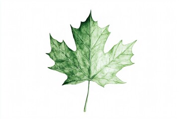 Minimalist Green Leaf Illustration on White Background