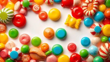 Obraz premium Colorful Candies on White Background,