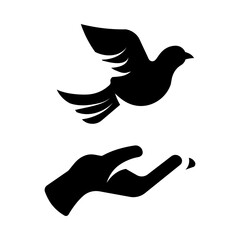 Obraz premium hand holding dove bird icon