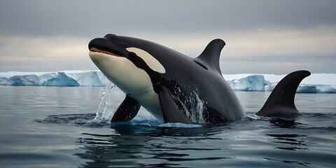 Obraz premium Orca, SeaLife, underwater, arctic, created by Generative AI
