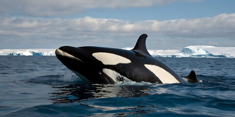 Fototapeta premium Orca, SeaLife, underwater, arctic, created by Generative AI