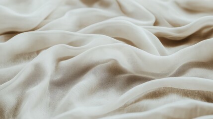 Obraz premium Soft and Flowing Cream Fabric Draped on a Surface, Capturing Elegant Textures and Subtle Light Shadows in a Serene Composition Ideal for Textile and Fashion Projects