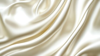 Fototapeta premium Luxurious Cream Satin Fabric Draped Smoothly with Soft Textures, Perfect for Elegant Backgrounds, Fashion Designs, and High-End Decoration Projects