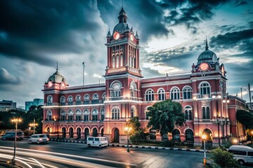 Captivating Low Light Photography of Chennai Corporation Buildings at Night Showcasing Architectural Elegance and Urban Life in Tamil Nadu's Bustling Capital City