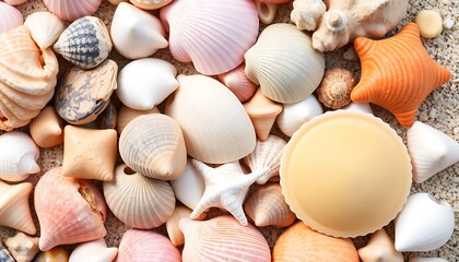 Close-up of Seashells on Sand,