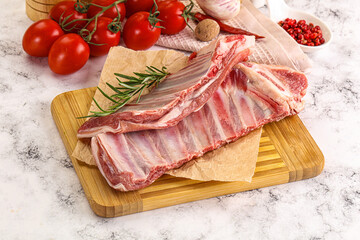 Raw lamb ribs rack for cooking