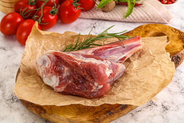 Raw lamb shank for cooking