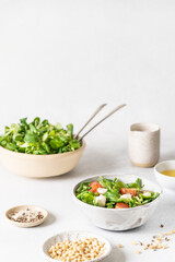 Fresh vegetable salad with olive oil