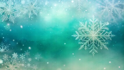 Winter design with large snowflakes and soft turquoise blue background to create a dreamy mood