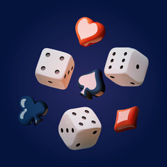 Online casino, welcome bonus, win banner, jackpot, Dice and card suits