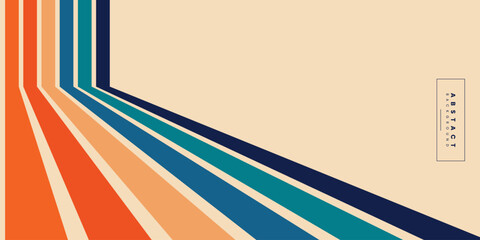 Retro vintage perspective colorful lines background design. Vector illustration