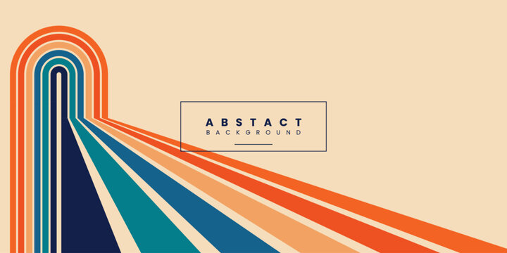 Retro vintage perspective colorful lines background design. Vector illustration
