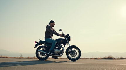 Man on a Motorcycle - Captivating Stock Image of Rider in Various Settings and Styles