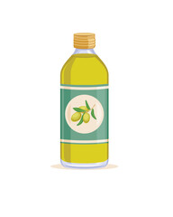 Olive oil in bottle isolated on white background stock illustration