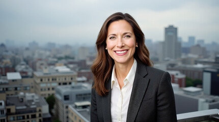 Professional Business Woman Portrait in City Setting - Confident, Successful, and Inspiring Female Leader Image