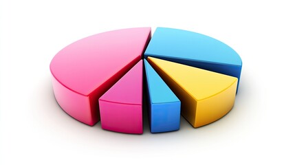 Obraz premium Multicolored Pie Chart on a White Background Representing Data Distribution in a Clear and Modern Design Ideal for Business and Educational Presentations