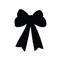 Black silhouette of a bow or a ribbon in a flat vector style isolated on a white background