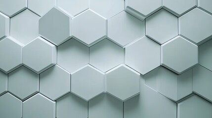 Naklejka premium Elegant and Modern Hexagonal Tile Pattern in Soft Green Tones for Interior Design and Background Use in Contemporary Spaces