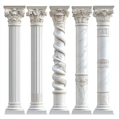 Naklejka premium Ancient Greek and Roman style architecture design elements, clasic palace building colonnades, 