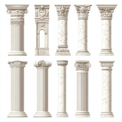 Ancient Greek and Roman style architecture design elements, clasic palace building colonnades,  " ai generator "

