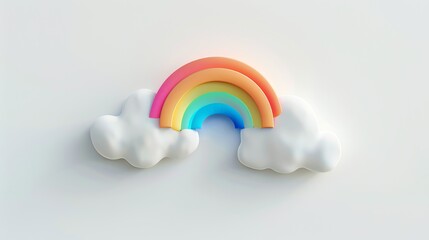 Fototapeta premium A rainbow over two clouds on a white background.
