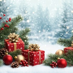 Christmas background with Christmas gifts decoration  " ai generator " 