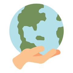 hand holding world flat icon