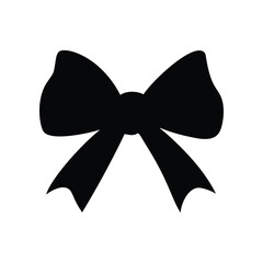 Black silhouette of a bow or a ribbon in a flat vector style isolated on a white background